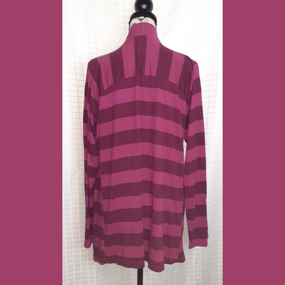 Allen Allen Pink Stripe Open Front Cardigan L - Picture 2 of 4
